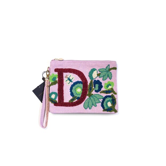 New America & Beyond D INITIAL EMBELLISHED POUCH Clutch Wrist Purse - Picture 6 of 10
